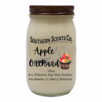 Jar candle with 'Southern Scents Co' label and 'Apple Orchard' design on a white background