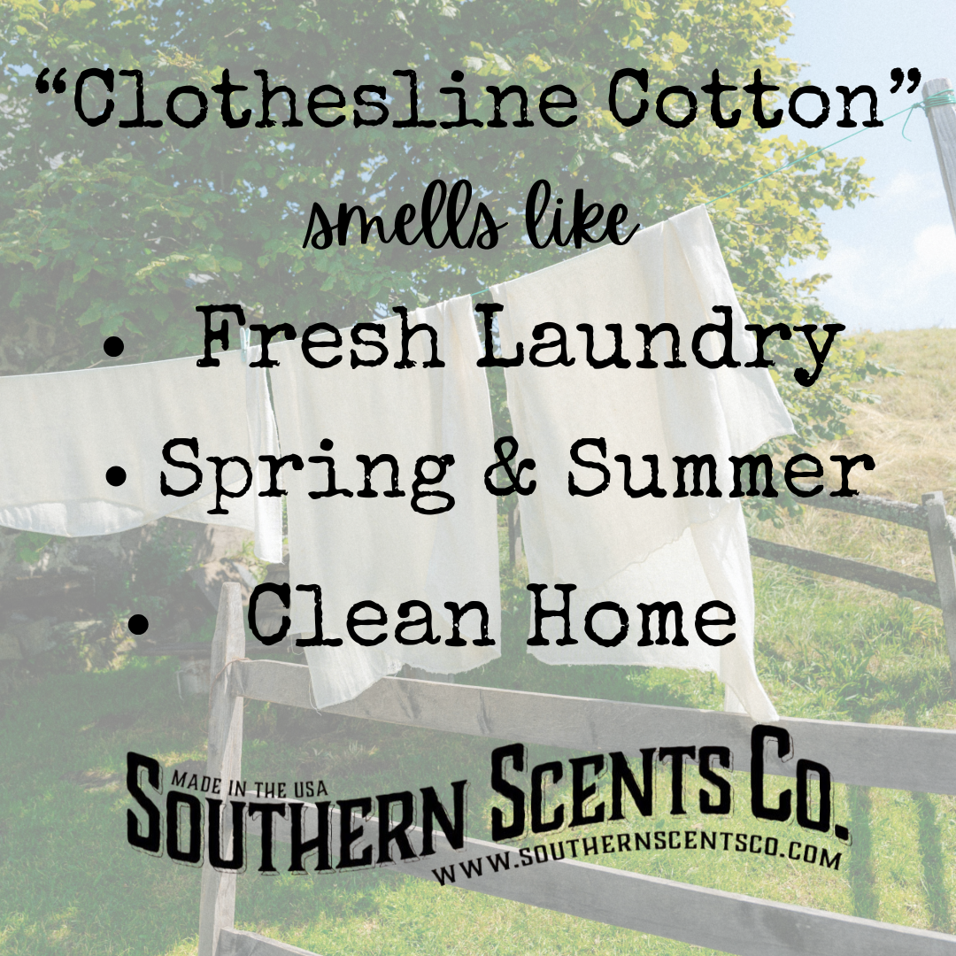 Advertisement for Southern Scents Co. clothesline cotton with text about scent and brand.
