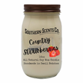 Jar candle with 'Southern Scents Co.' label and strawberry illustration on a white background