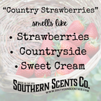 Advertisement for Southern Scents Co. with strawberries and text about scent description.