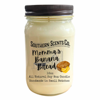 A 16oz soy wax candle in a clear glass mason jar with a dark brown metal lid. The label reads 'Southern Scents Co.