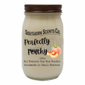 Jar of 'Perfectly Peachy' candle from Southern Scents Co. on a white background