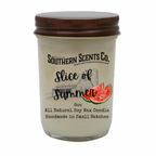 Candle jar labeled 'Slice of Summer' by Southern Scents Co. on a white background